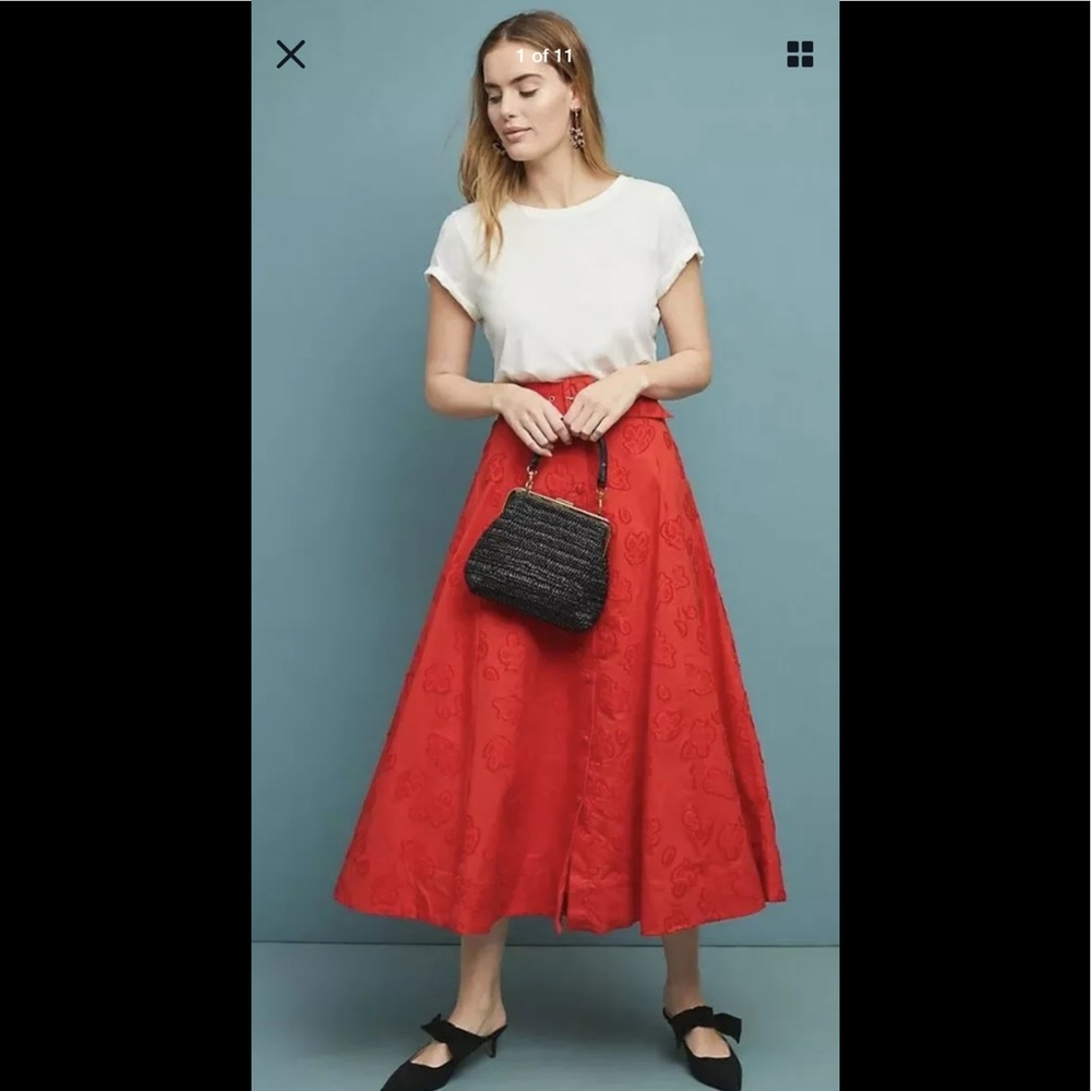 Maeve Anthropologie long red skirt NWT